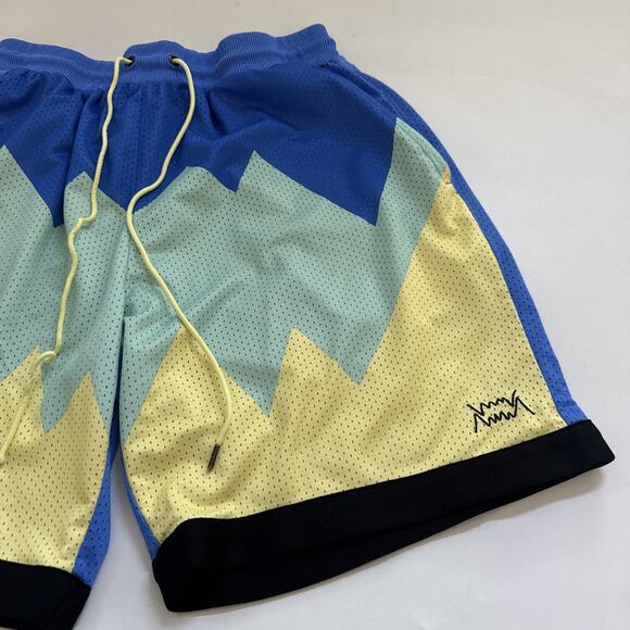 PUMA Men's Scholarship Basketball Shorts Bluemazing Large Mesh COLORBLOCK Y2K - Picture 2 of 11